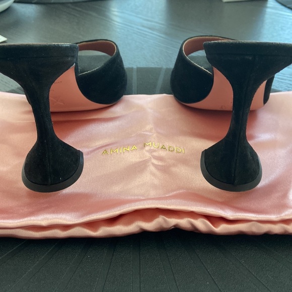 NEW Amina Muaddi Black suede Lupita heels  39 sold out. Price Firm. No trades - Picture 5 of 6